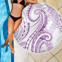 Polynesia Plumeria Lei Beach Blanket White Violet Curves Motif