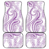 Polynesia Plumeria Lei Car Mats White Violet Curves Motif