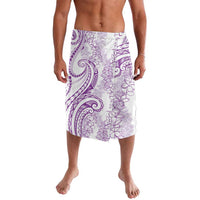 Polynesia Plumeria Lei Lavalava White Violet Curves Motif