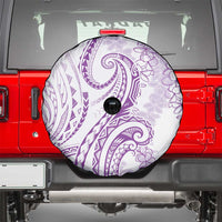 Polynesia Plumeria Lei Spare Tire Cover White Violet Curves Motif
