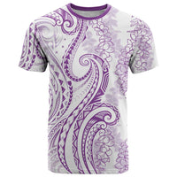Polynesia Plumeria Lei T Shirt White Violet Curves Motif