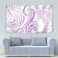Polynesia Plumeria Lei Tapestry White Violet Curves Motif