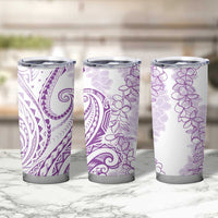 Polynesia Plumeria Lei Tumbler Cup White Violet Curves Motif