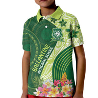 Fiji Ballantine Memorial High School Personalised Kid Polo Shirt Masi Tapa Mix Plumeria