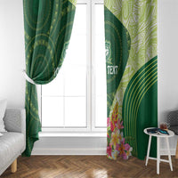 Fiji Ballantine Memorial High School Personalised Window Curtain Masi Tapa Mix Plumeria