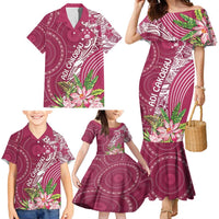 Fiji Adi Cakobau School Personalised Family Matching Mermaid Dress and Hawaiian Shirt Masi Tapa Mix Plumeria LT7 - Polynesian Pride