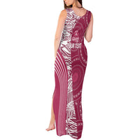 Fiji Adi Cakobau School Personalised Tank Maxi Dress Masi Tapa Mix Plumeria