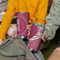 Fiji Adi Cakobau School Personalised Tumbler Cup Masi Tapa Mix Plumeria