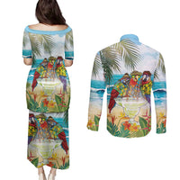 It's 5 o'clock Somewhere Couples Matching Puletasi and Long Sleeve Button Shirt Beach Party - Polynesian Pride
