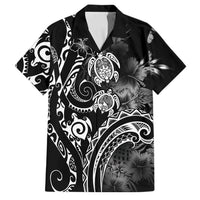 Aloha Hawaii Turtles Floral Family Matching Long Sleeve Bodycon Dress and Hawaiian Shirt Obsidian Glaze