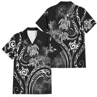 Aloha Hawaii Turtles Floral Family Matching Mermaid Dress and Hawaiian Shirt Obsidian Glaze LT7 Dad's Shirt - Short Sleeve Black - Polynesian Pride