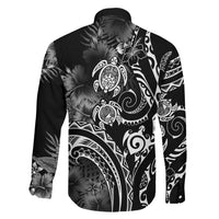 Aloha Hawaii Turtles Floral Family Matching Puletasi and Hawaiian Shirt Obsidian Glaze LT7 Son's Shirt Black - Polynesian Pride