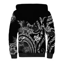 Aloha Hawaii Turtles Floral Sherpa Hoodie Obsidian Glaze