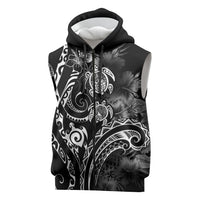 Aloha Hawaii Turtles Floral Sleeveless Zip Hoodie Obsidian Glaze