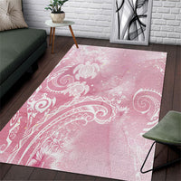 Aloha Hawaii Turtles Floral Area Rug Pink Marbles Glaze