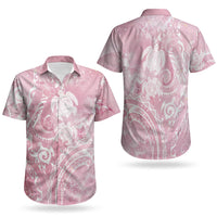 Aloha Hawaii Turtles Floral Couples Matching Puletasi and Hawaiian Shirt Pink Marbles Glaze LT7 - Polynesian Pride