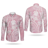 Aloha Hawaii Turtles Floral Couples Matching Short Sleeve Bodycon Dress and Long Sleeve Button Shirt Pink Marbles Glaze LT7 - Polynesian Pride