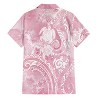 Aloha Hawaii Turtles Floral Family Matching Puletasi and Hawaiian Shirt Pink Marbles Glaze LT7 Dad's Shirt - Long Sleeve Pink - Polynesian Pride