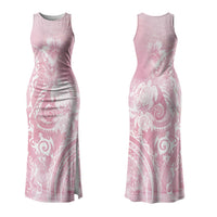 Aloha Hawaii Turtles Floral Family Matching Tank Maxi Dress and Hawaiian Shirt Pink Marbles Glaze LT7 Mom's Dress Pink - Polynesian Pride