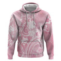 Aloha Hawaii Turtles Floral Hoodie Pink Marbles Glaze