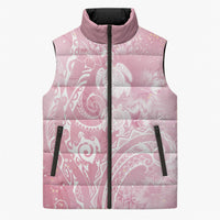 Aloha Hawaii Turtles Floral Sleeveless Puffer Jacket Pink Marbles Glaze