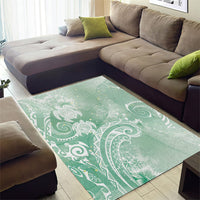 Aloha Hawaii Turtles Floral Area Rug Seafoam Marbles Glaze