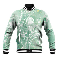 Aloha Hawaii Turtles Floral Baseball Jacket Seafoam Marbles Glaze