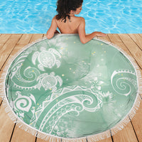 Aloha Hawaii Turtles Floral Beach Blanket Seafoam Marbles Glaze