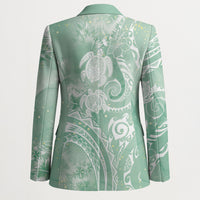 Aloha Hawaii Turtles Floral Blazer Seafoam Marbles Glaze
