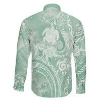 Aloha Hawaii Turtles Floral Family Matching Puletasi and Hawaiian Shirt Seafoam Marbles Glaze LT7 Son's Shirt Seafoam - Polynesian Pride