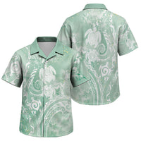 Aloha Hawaii Turtles Floral Family Matching Summer Maxi Dress and Hawaiian Shirt Seafoam Marbles Glaze LT7 Son's Shirt Seafoam - Polynesian Pride