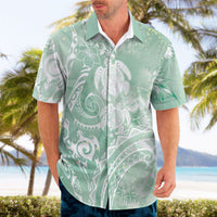 Aloha Hawaii Turtles Floral Hawaiian Shirt Seafoam Marbles Glaze LT7 - Polynesian Pride