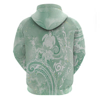Aloha Hawaii Turtles Floral Hoodie Seafoam Marbles Glaze