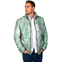 Aloha Hawaii Turtles Floral Padded Jacket Seafoam Marbles Glaze