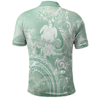 Aloha Hawaii Turtles Floral Polo Shirt Seafoam Marbles Glaze LT7 - Polynesian Pride