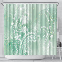 Aloha Hawaii Turtles Floral Shower Curtain Seafoam Marbles Glaze