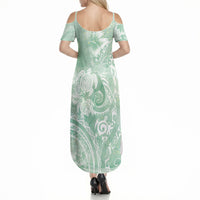 Aloha Hawaii Turtles Floral Summer Maxi Dress Seafoam Marbles Glaze LT7 - Polynesian Pride