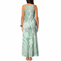Aloha Hawaii Turtles Floral Tank Maxi Dress Seafoam Marbles Glaze LT7 - Polynesian Pride
