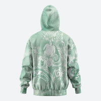 Aloha Hawaii Turtles Floral Zip Hoodie Seafoam Marbles Glaze