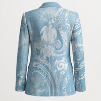 Aloha Hawaii Turtles Floral Blazer Aqua Marbles Glaze