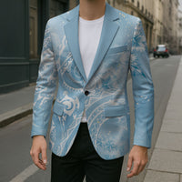 Aloha Hawaii Turtles Floral Blazer Aqua Marbles Glaze