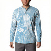 Aloha Hawaii Turtles Floral Button Sweatshirt Aqua Marbles Glaze