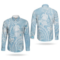 Aloha Hawaii Turtles Floral Couples Matching Long Sleeve Bodycon Dress and Long Sleeve Button Shirt Aqua Marbles Glaze LT7 - Polynesian Pride