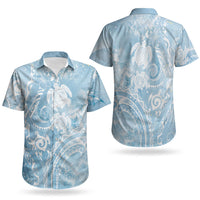 Aloha Hawaii Turtles Floral Couples Matching Tank Maxi Dress and Hawaiian Shirt Aqua Marbles Glaze LT7 - Polynesian Pride