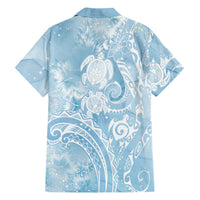 Aloha Hawaii Turtles Floral Family Matching Long Sleeve Bodycon Dress and Hawaiian Shirt Aqua Marbles Glaze