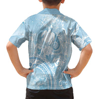 Aloha Hawaii Turtles Floral Family Matching Tank Maxi Dress and Hawaiian Shirt Aqua Marbles Glaze