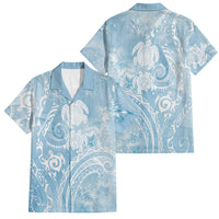 Aloha Hawaii Turtles Floral Family Matching Tank Maxi Dress and Hawaiian Shirt Aqua Marbles Glaze LT7 Dad's Shirt - Short Sleeve Aqua - Polynesian Pride