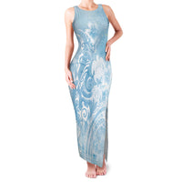 Aloha Hawaii Turtles Floral Family Matching Tank Maxi Dress and Hawaiian Shirt Aqua Marbles Glaze