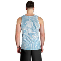 Aloha Hawaii Turtles Floral Men Tank Top Aqua Marbles Glaze