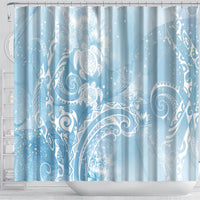 Aloha Hawaii Turtles Floral Shower Curtain Aqua Marbles Glaze